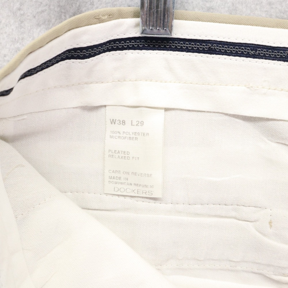 Dockers Golf Pants Mens 38x29 Relaxed Fit Khaki‎ Business Casual Pleated Beige - Picture 4 of 11